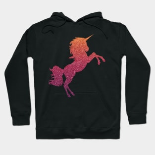 Dark Red Orange Ombre Faux Glitter Unicorn Hoodie